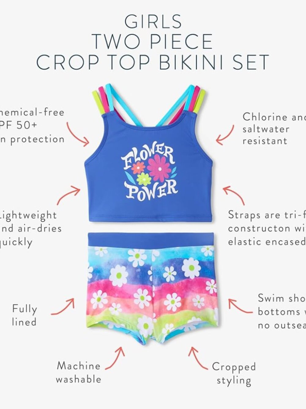 Hatley Girls Swimsuit Set Rainbow Flower Size 2 NWT